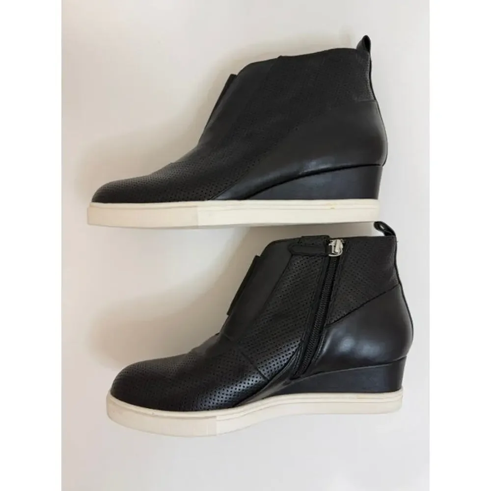 Linea Paolo Felicia Leather Wedge Booties – Black – Size 9.5 – NWOT